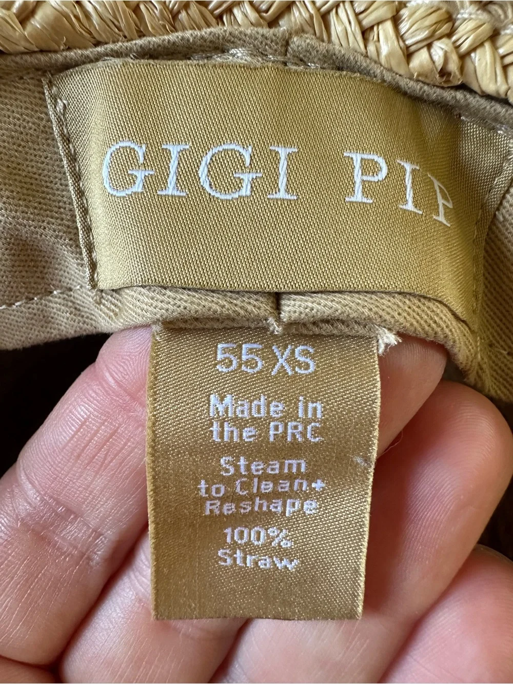 New NWOT Gigi Pip 100% Straw Hat 55 XS Classic